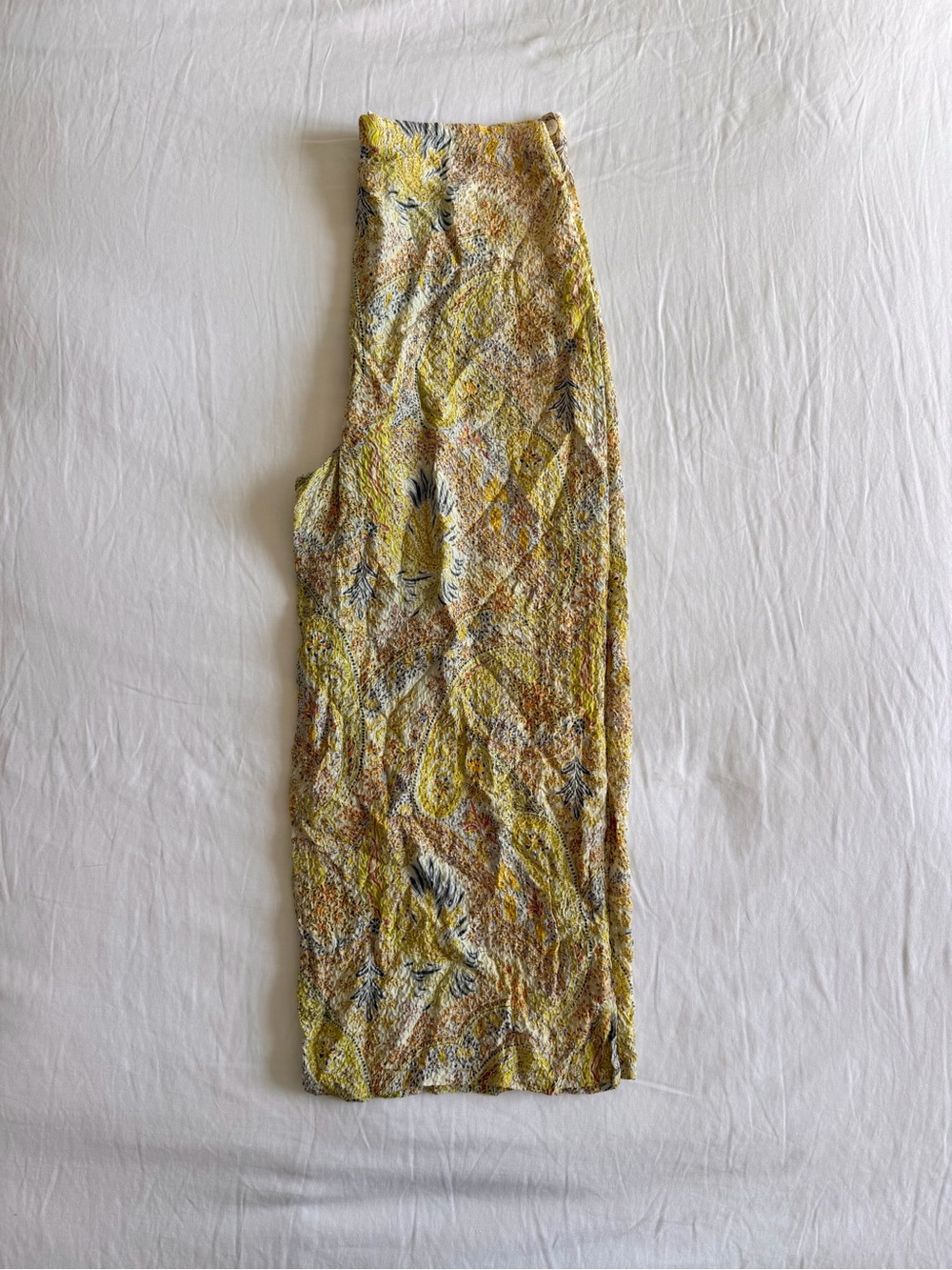 Citron 100% Silk Yellow Floral Pants